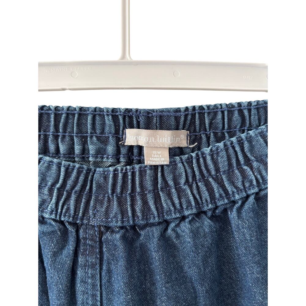 Woman Within Elastic Waist Wide Leg Denim Jeans Women’s 18W Tall Pull On Blue - Picture 3 of 7